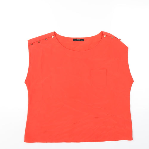 Oasis Womens Red Polyester Basic T-Shirt Size 16 Round Neck