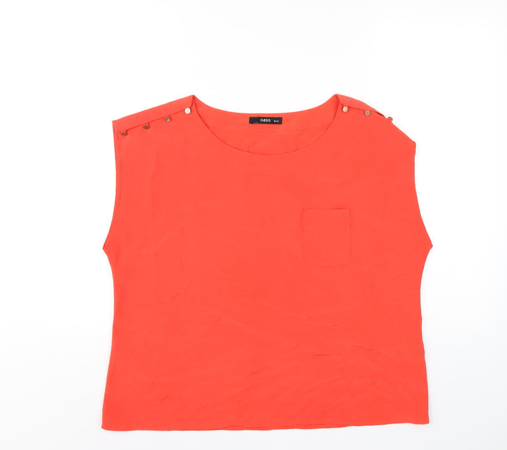 Oasis Womens Red Polyester Basic T-Shirt Size 16 Round Neck