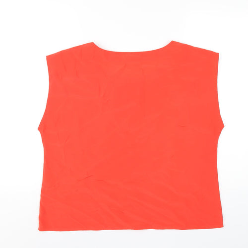 Oasis Womens Red Polyester Basic T-Shirt Size 16 Round Neck