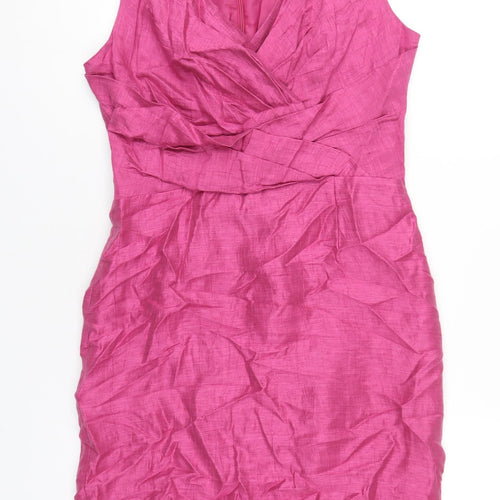 Kaliko Womens Pink Polyester Pencil Dress Size 10 V-Neck Zip