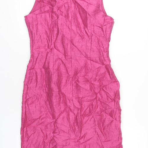Kaliko Womens Pink Polyester Pencil Dress Size 10 V-Neck Zip