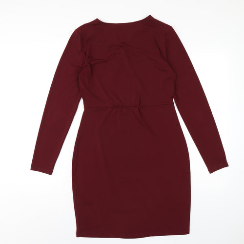 French Connection Womens Red Polyester Bodycon Size 12 V-Neck Pullover