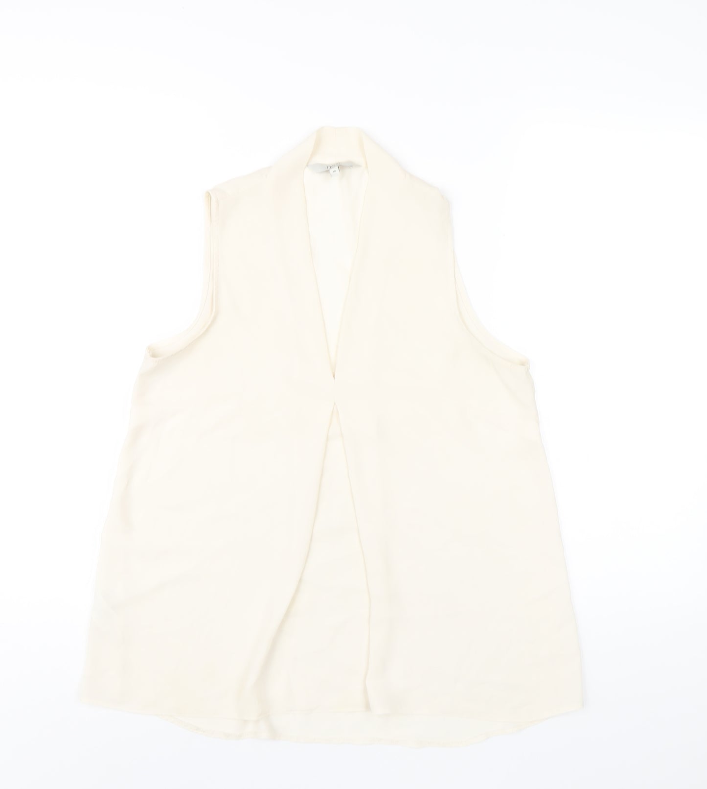 NEXT Womens Ivory Polyester Basic Tank Size 10 V-Neck