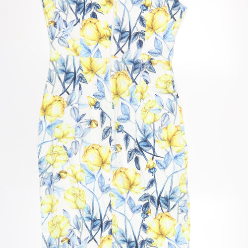 ASOS Womens Multicoloured Geometric Cotton Pencil Dress Size 12 Off the Shoulder Zip