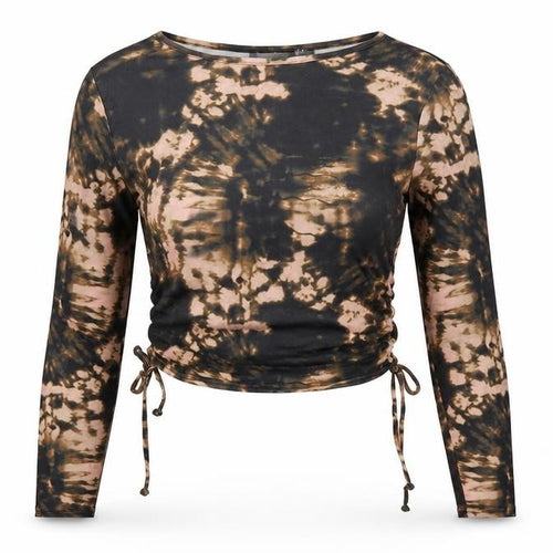 Boohoo Womens Black Geometric Polyester Cropped T-Shirt Size 12 Round Neck
