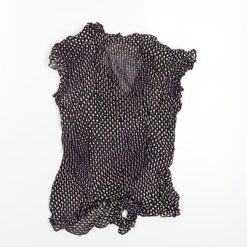 Marks and Spencer Womens Purple Polka Dot Viscose Basic Blouse Size 12 V-Neck