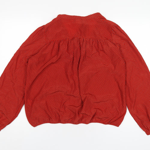 La Redoute Womens Red Geometric Polyester Basic Blouse Size 14 V-Neck