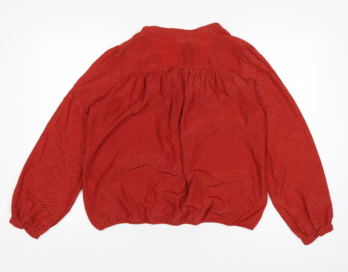 La Redoute Womens Red Geometric Polyester Basic Blouse Size 14 V-Neck