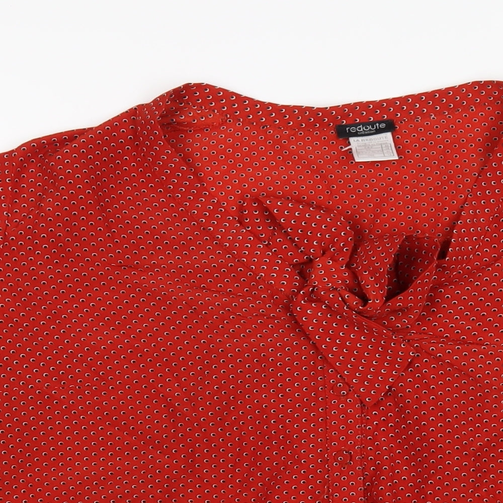 La Redoute Womens Red Geometric Polyester Basic Blouse Size 14 V-Neck