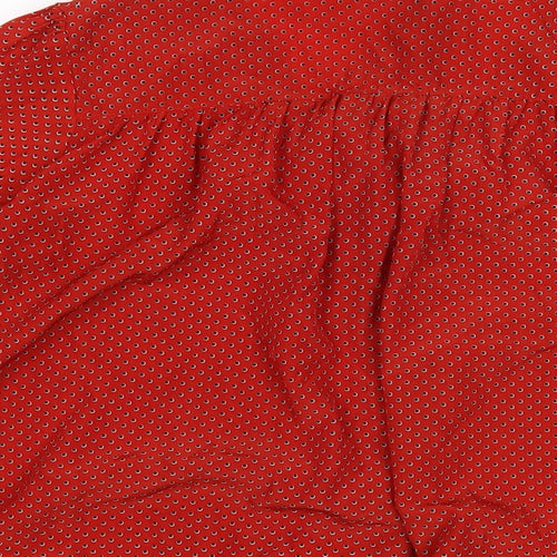 La Redoute Womens Red Geometric Polyester Basic Blouse Size 14 V-Neck