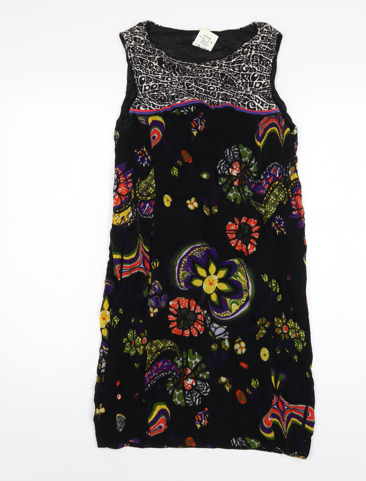 Miss Sixty Womens Multicoloured Geometric Viscose Tank Dress Size S Round Neck Pullover