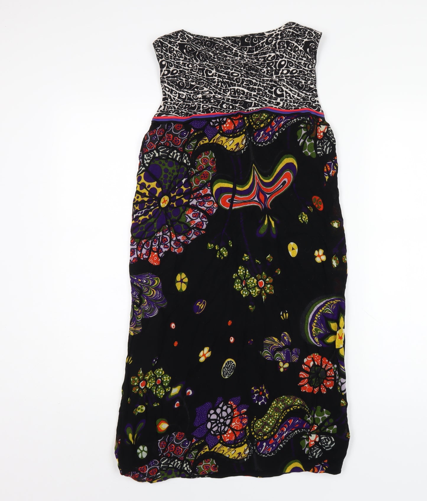 Miss Sixty Womens Multicoloured Geometric Viscose Tank Dress Size S Round Neck Pullover