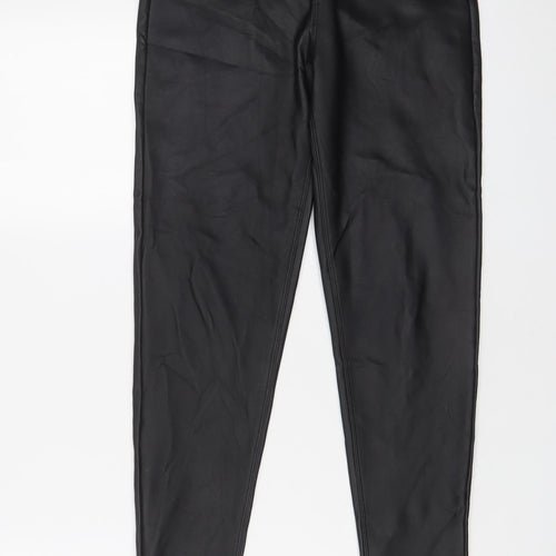 Hanel Hante Womens Black Polyurethane Trousers Size S L27 in Regular - Buttons