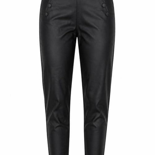 Hanel Hante Womens Black Polyurethane Trousers Size S L27 in Regular - Buttons