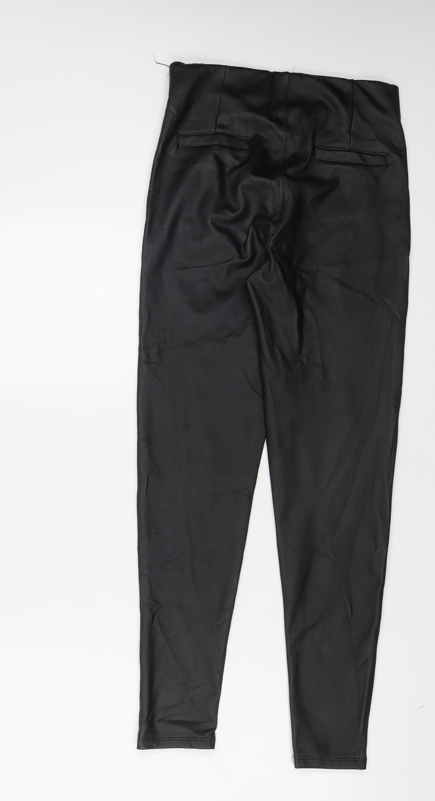 Hanel Hante Womens Black Polyurethane Trousers Size S L27 in Regular - Buttons
