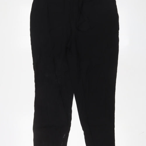 Zara Womens Black Viscose Trousers Size M L26 in Regular Tie