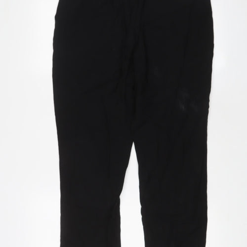 Zara Womens Black Viscose Trousers Size M L26 in Regular Tie