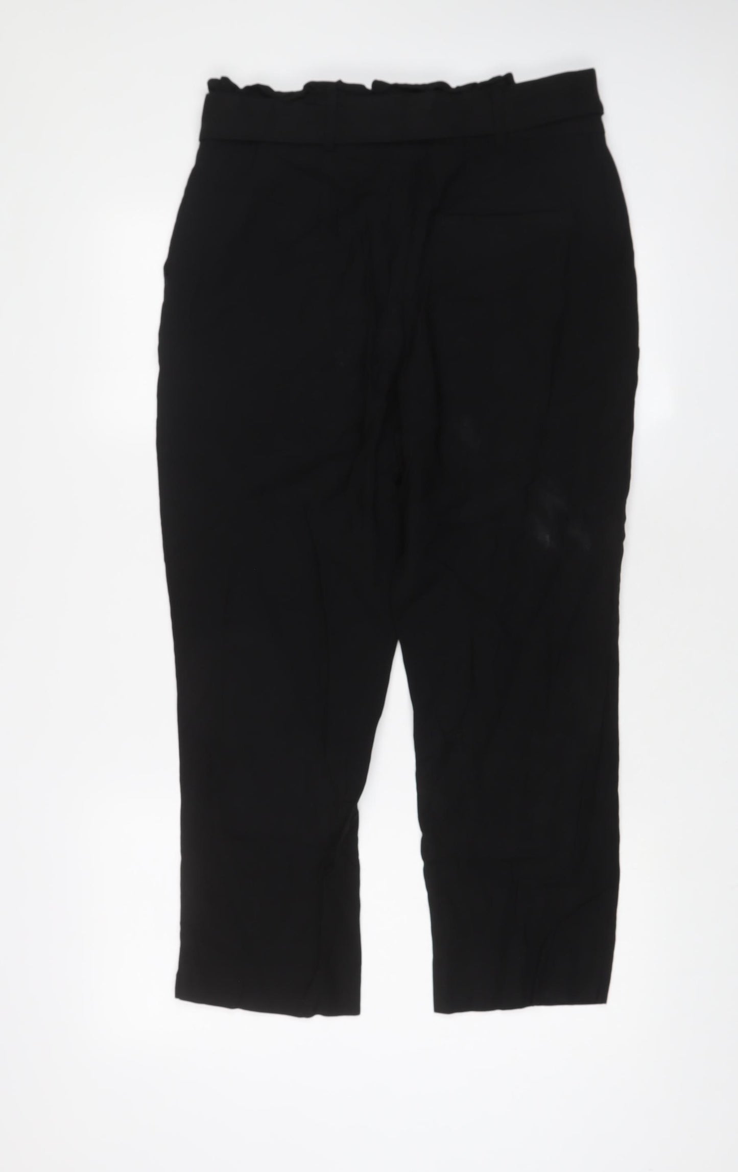Zara Womens Black Viscose Trousers Size M L26 in Regular Tie