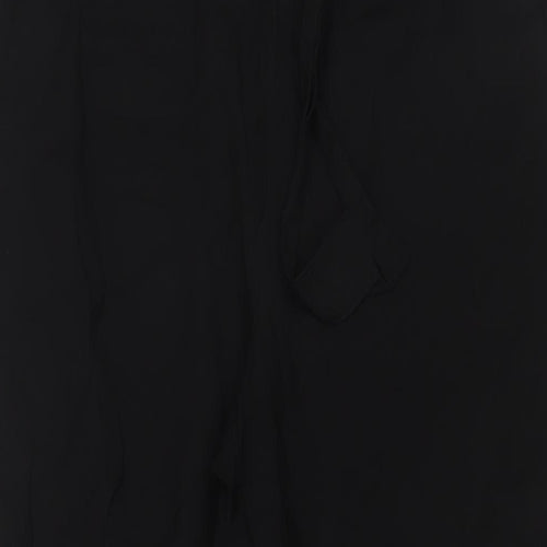 Zara Womens Black Viscose Trousers Size M L26 in Regular Tie