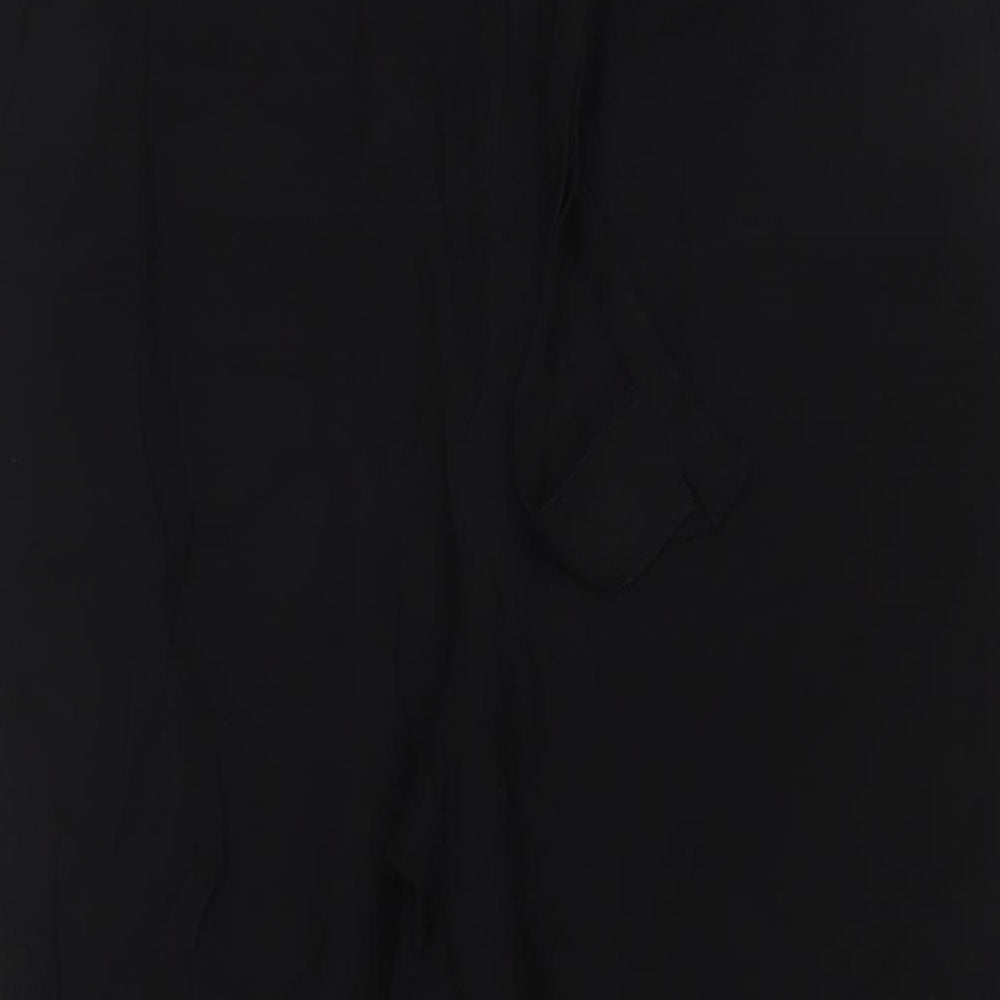 Zara Womens Black Viscose Trousers Size M L26 in Regular Tie