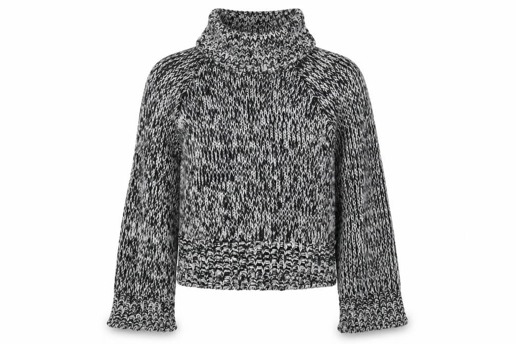 Front view of H&M women’s black roll neck acrylic jumper, size S
