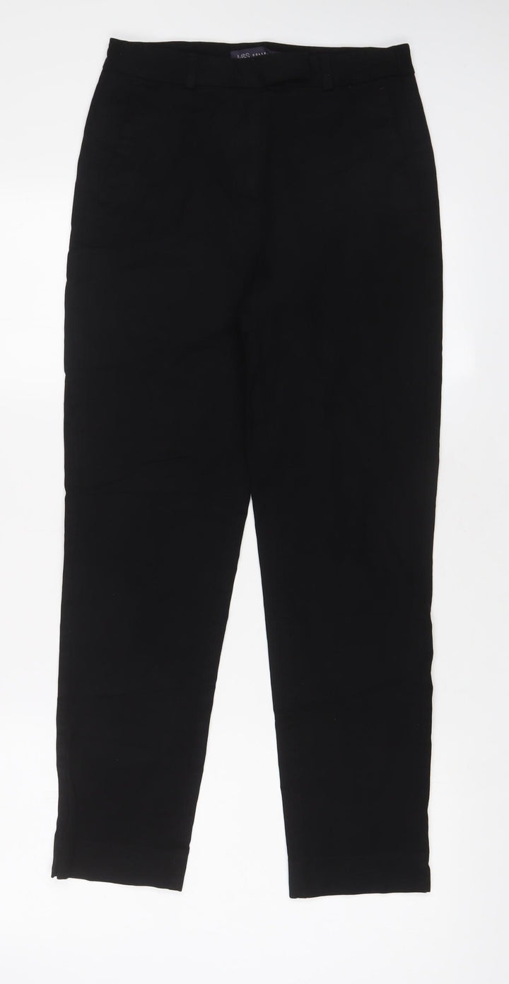 Marks and Spencer Womens Black Viscose Trousers Size 8 L28 in Regular Hook & Eye