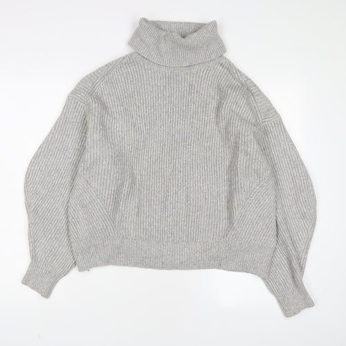 H&M Womens Grey Roll Neck Acrylic Pullover Jumper Size M
