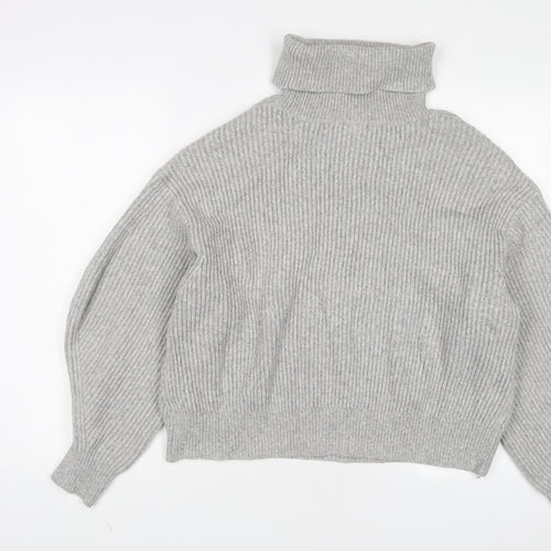 H&M Womens Grey Roll Neck Acrylic Pullover Jumper Size M