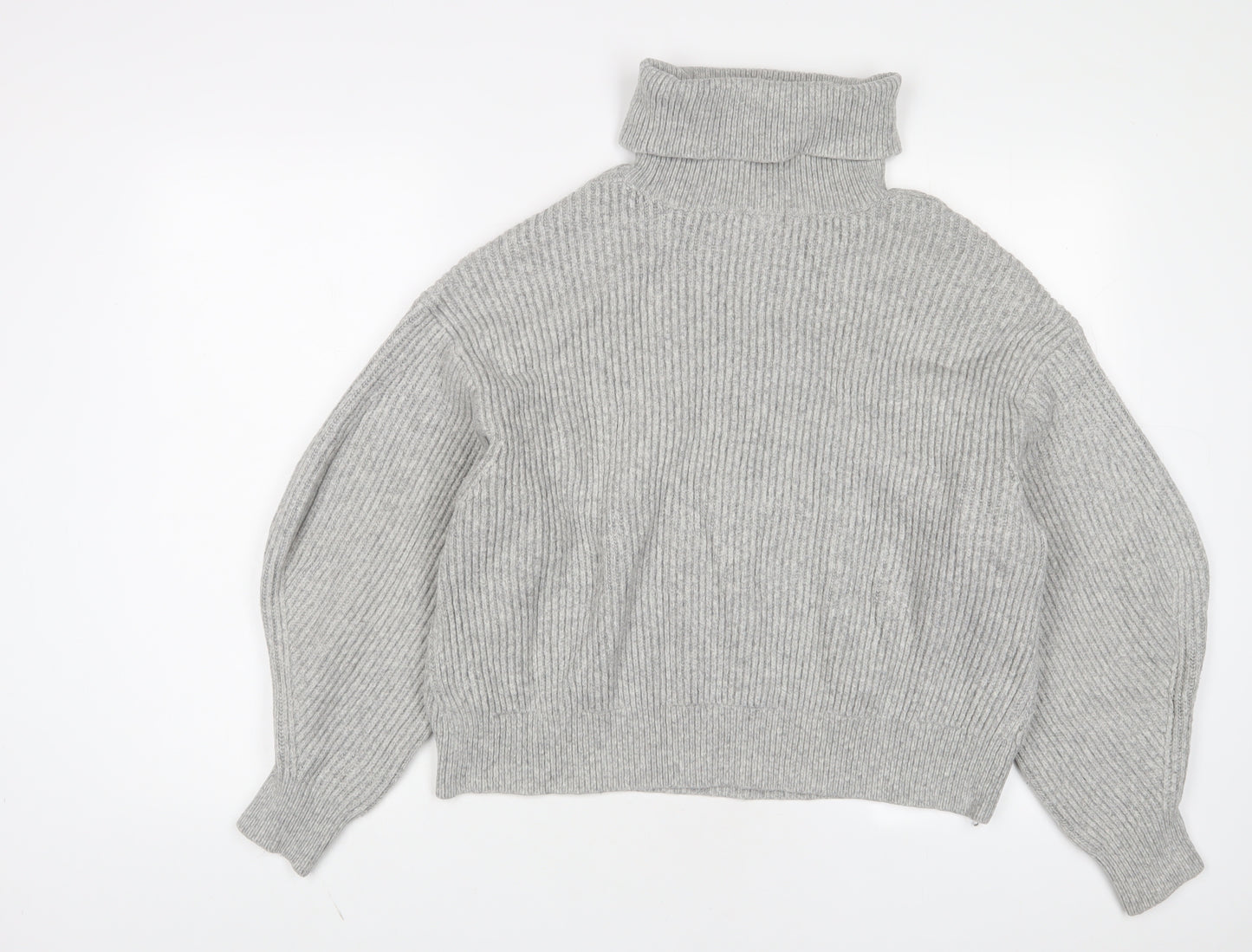 H&M Womens Grey Roll Neck Acrylic Pullover Jumper Size M