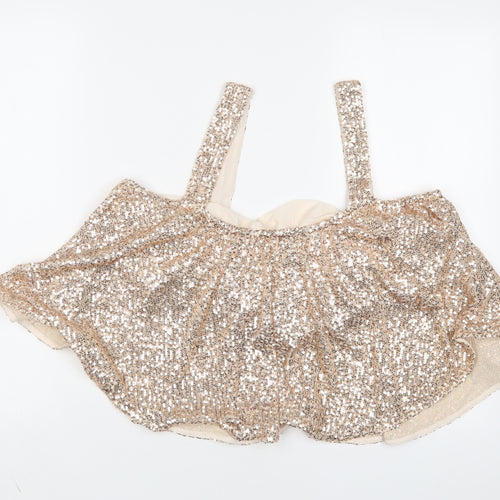 River Island Womens Gold Polyester Cropped Tank Size 18 Square Neck - Sequins