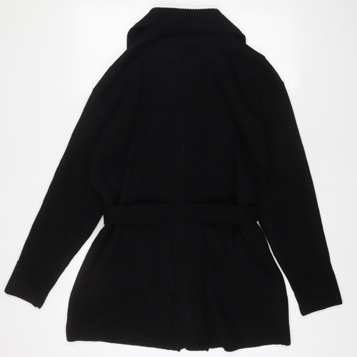 Etiquette Womens Black V-Neck Acrylic Cardigan Jumper Size XL - Belted