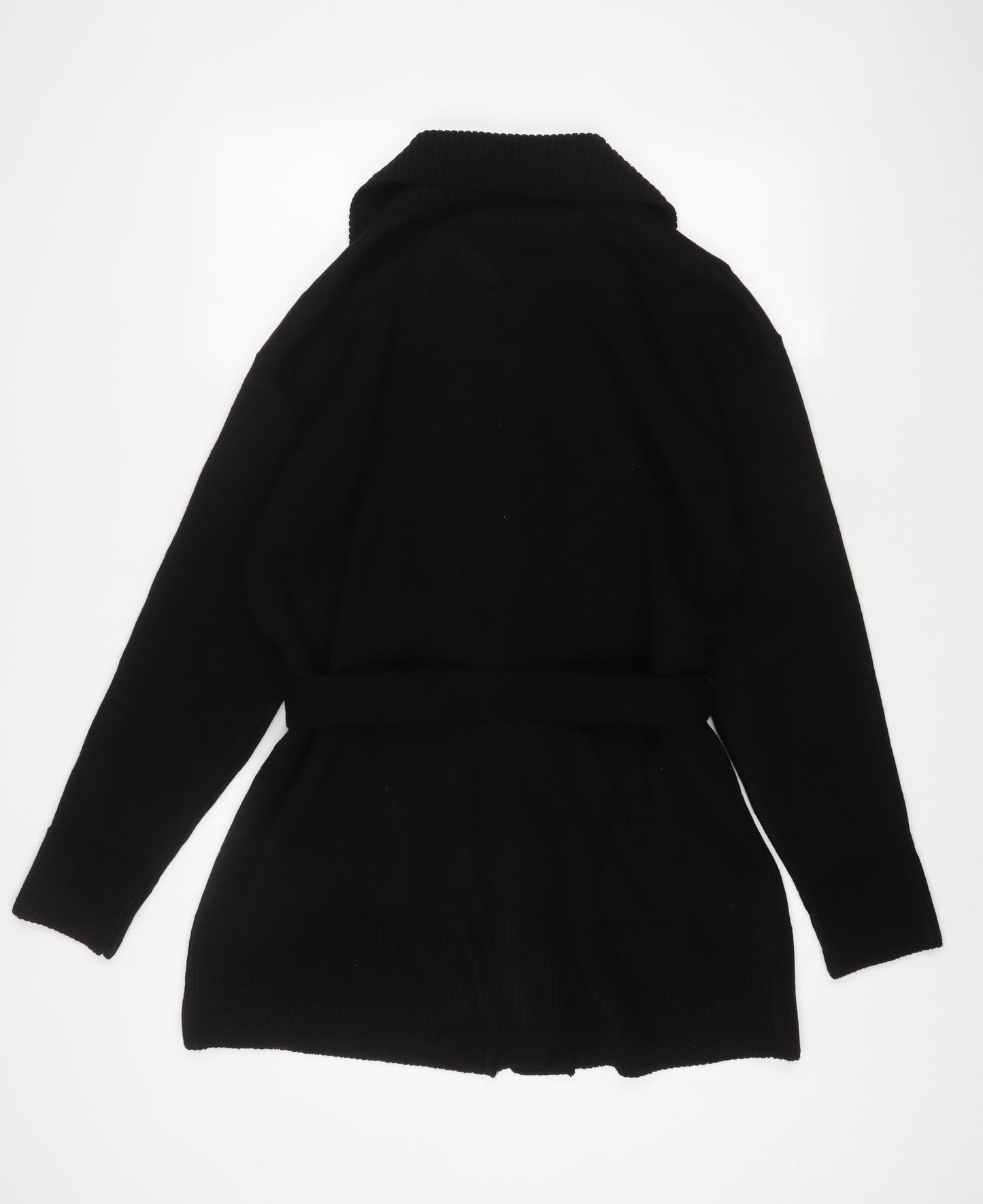 Etiquette Womens Black V-Neck Acrylic Cardigan Jumper Size XL - Belted