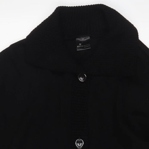 Etiquette Womens Black V-Neck Acrylic Cardigan Jumper Size XL - Belted