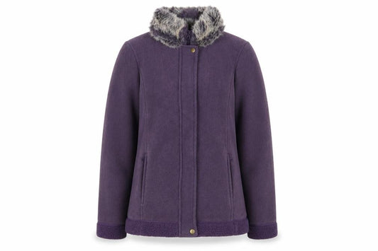 Front view of Marks & Spencer women’s purple jacket, size UK 12, zip - pockets