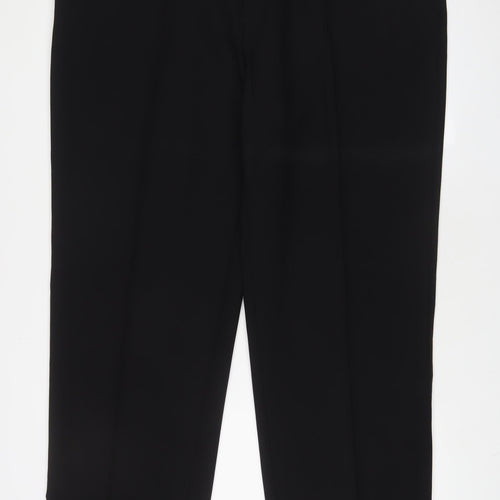 Marks and Spencer Mens Black Polyester Trousers Size 44 in L30 in Regular Hook & Eye - Long Leg, Pockets