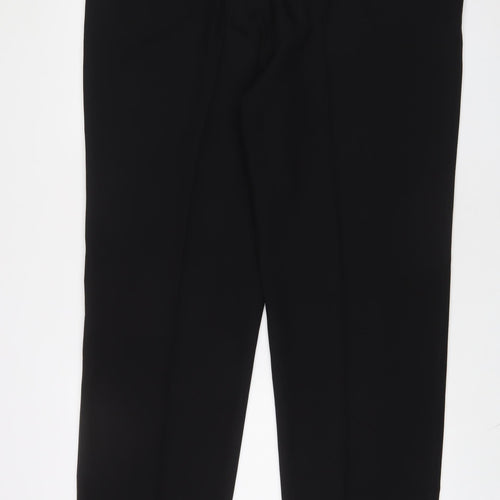 Marks and Spencer Mens Black Polyester Trousers Size 44 in L30 in Regular Hook & Eye - Long Leg, Pockets