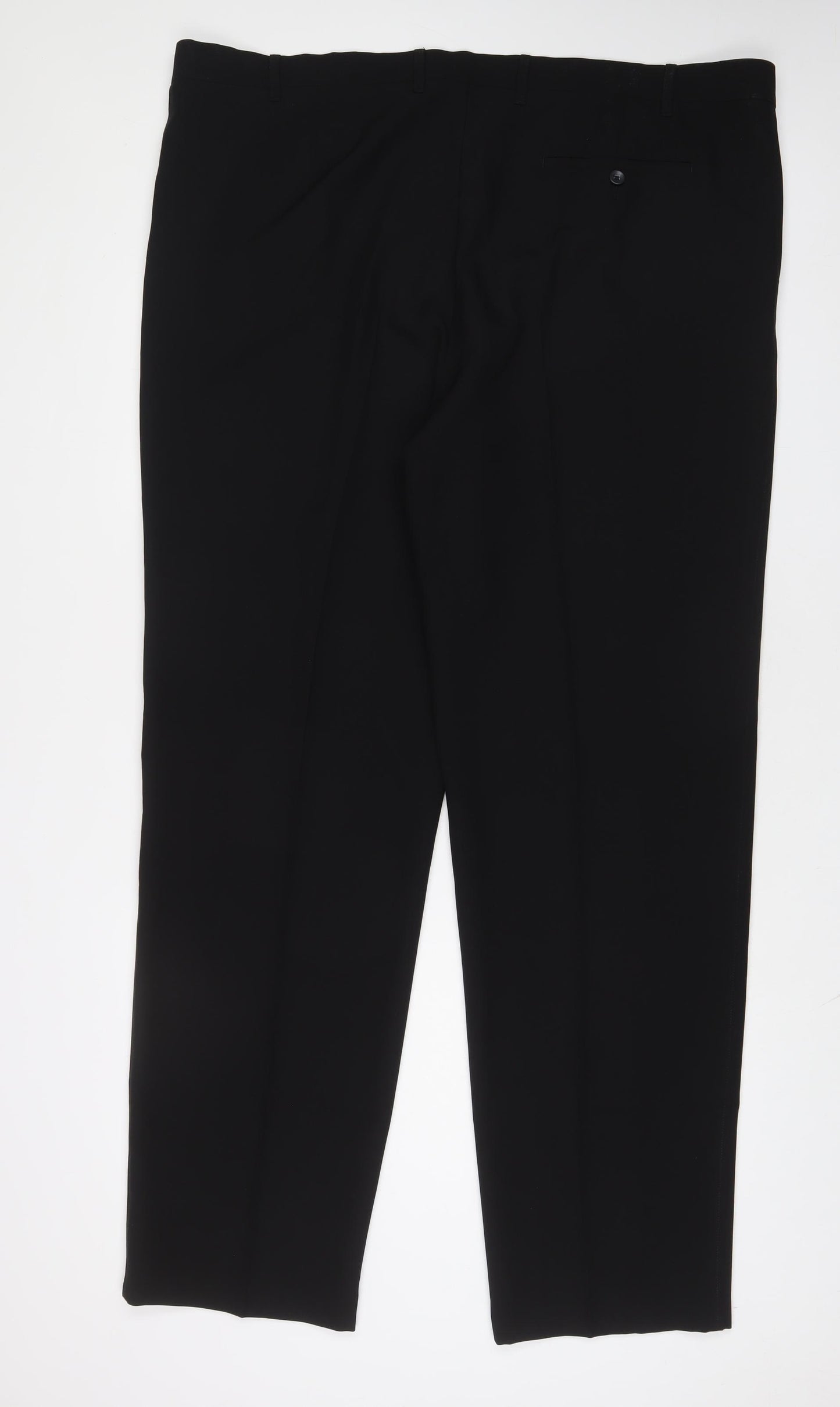 Marks and Spencer Mens Black Polyester Trousers Size 44 in L30 in Regular Hook & Eye - Long Leg, Pockets