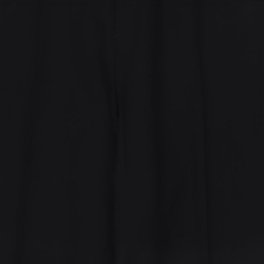 Marks and Spencer Mens Black Polyester Trousers Size 44 in L30 in Regular Hook & Eye - Long Leg, Pockets
