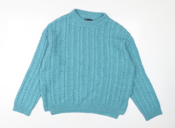 ASOS Womens Blue Crew Neck Cotton Pullover Jumper Size XS