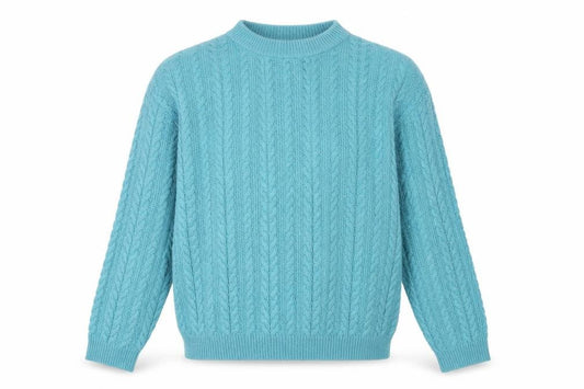 Front view of ASOS women’s blue crew neck cotton jumper, size XS