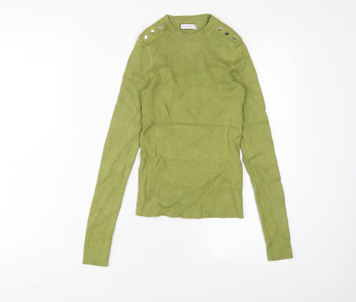 RESERVED Womens Green Crew Neck Viscose Pullover Jumper Size S
