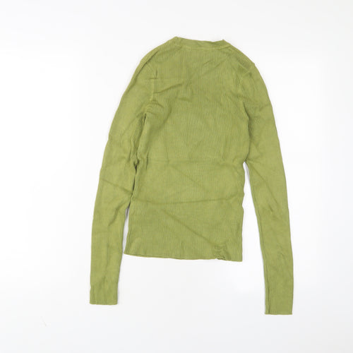 RESERVED Womens Green Crew Neck Viscose Pullover Jumper Size S