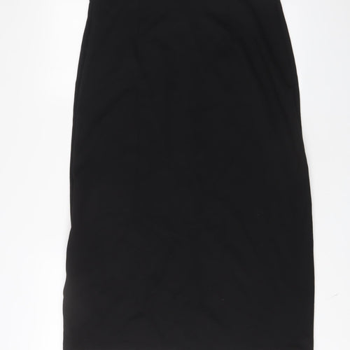 Marks and Spencer Womens Black Polyester A-Line Skirt Size 16 Zip