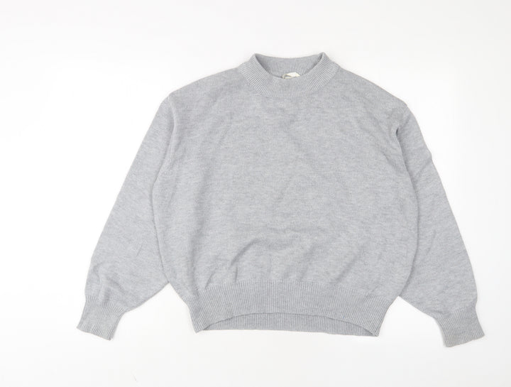 H&M Womens Grey Round Neck Polyester Pullover Jumper Size XS
