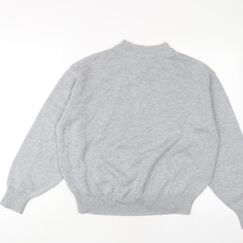H&M Womens Grey Round Neck Polyester Pullover Jumper Size XS