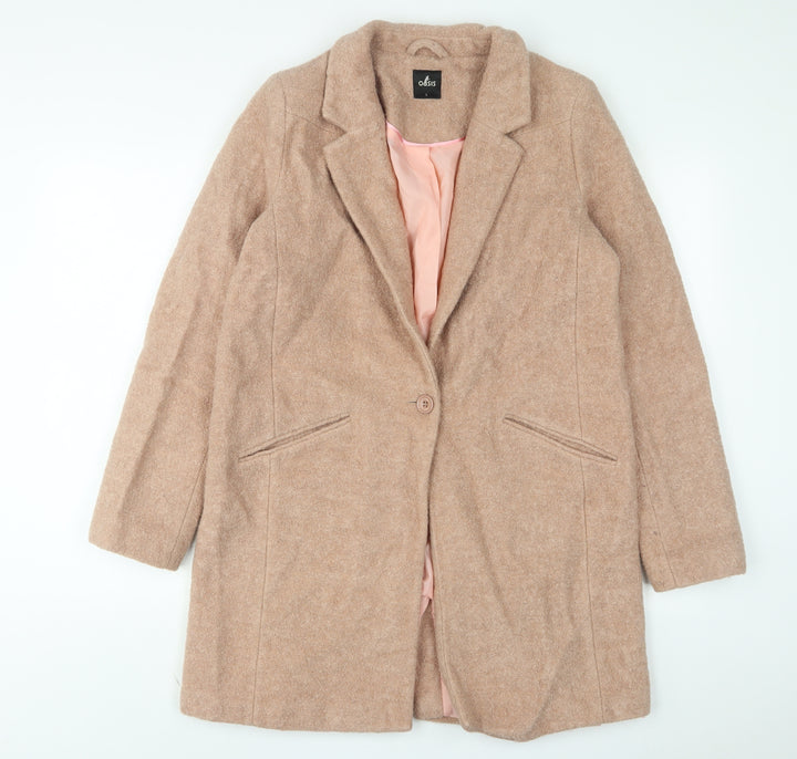 Oasis Womens Pink Overcoat Coat Size L Button