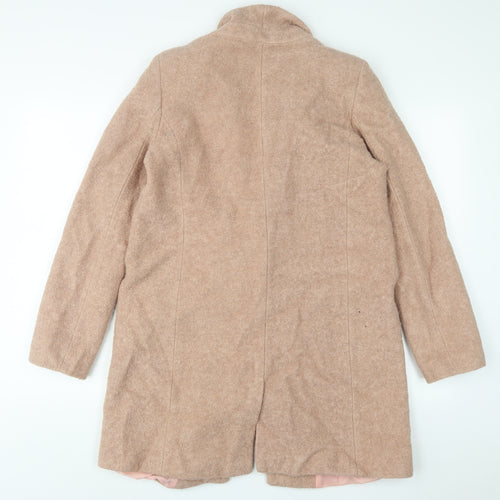Oasis Womens Pink Overcoat Coat Size L Button