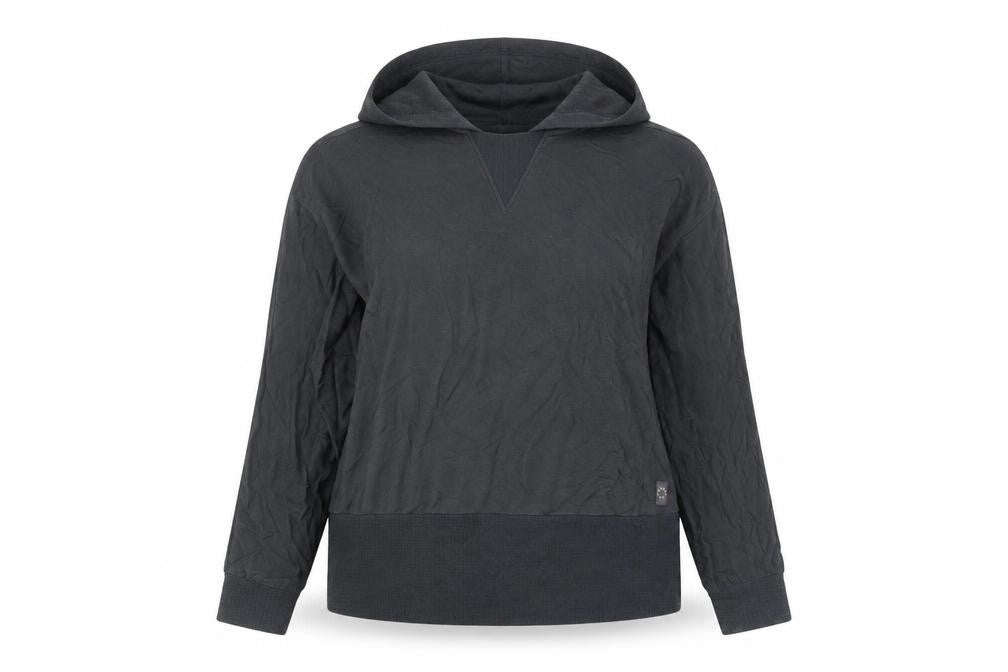 Front view of Next women’s grey viscose pullover hoodie, size UK 12, pullover