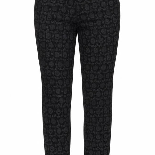 NEXT Womens Black Fair Isle Cotton Trousers Size 8 L28 in Regular Zip