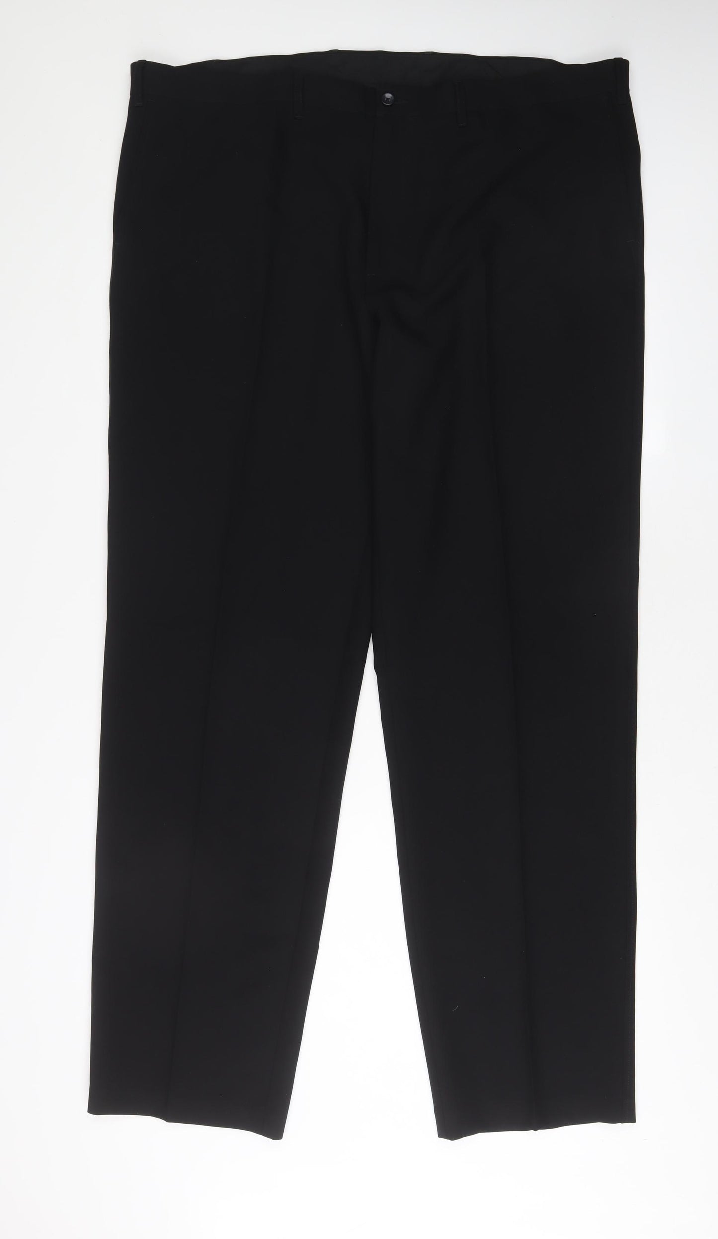 Marks and Spencer Mens Black Polyester Trousers Size 44 in L35 in Regular Button - Long Leg, Pockets